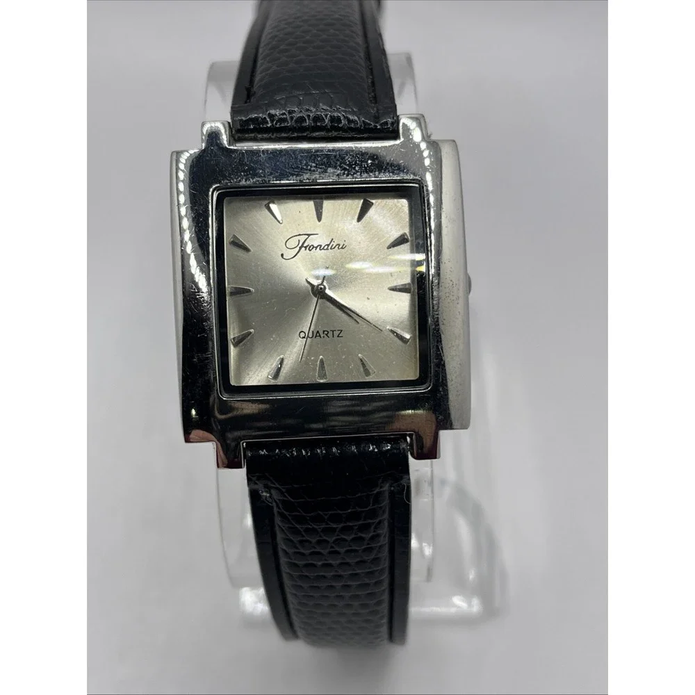 Frondini Women's Quartz Watch Swiss Parts Black Band Silver 31mm- New Battery